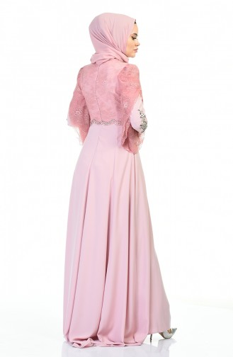 Lace Evening Dress Powder 7028-02