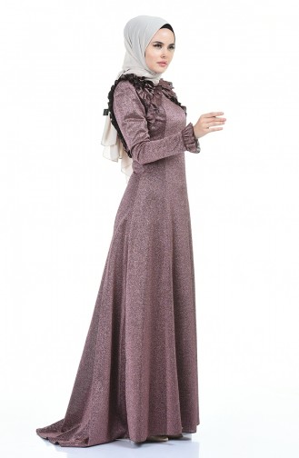 Dusty Rose Hijab Evening Dress 8035-06