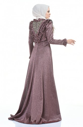 Dusty Rose Hijab Evening Dress 8035-06