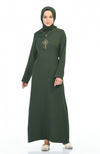 Kleid aus Şile-Stoff  0065-01 Khaki 0065-01