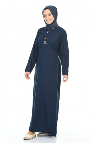 Navy Blue Hijab Dress 0065-03