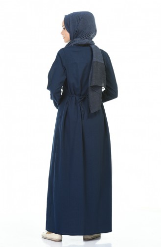 Navy Blue Hijab Dress 0065-03