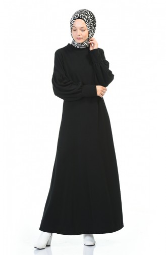 Schwarz Hijab Kleider 0334-03