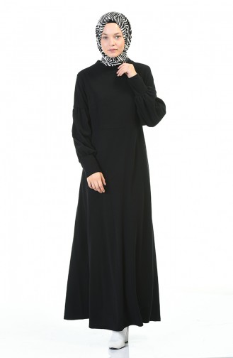 Schwarz Hijab Kleider 0334-03