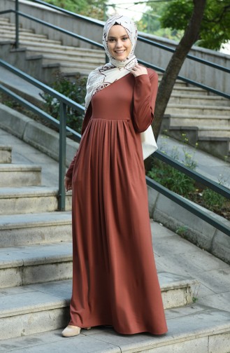 Brown Hijab Dress 8058-01