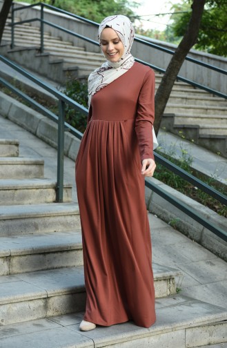 Brown Hijab Dress 8058-01