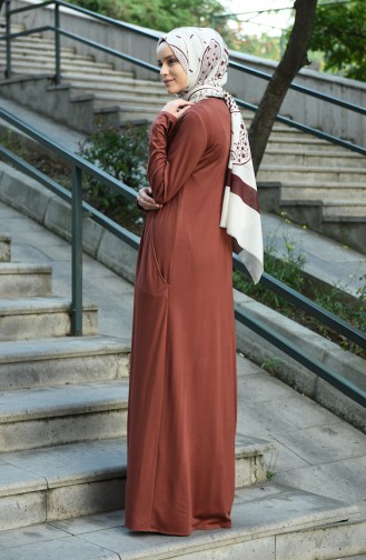 Brown Hijab Dress 8058-01