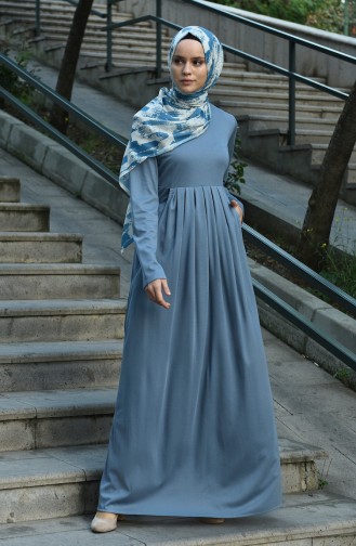 Indigo Hijab Dress 8058-02