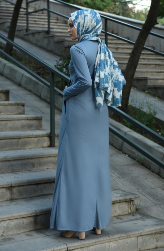 Indigo Hijab Dress 8058-02