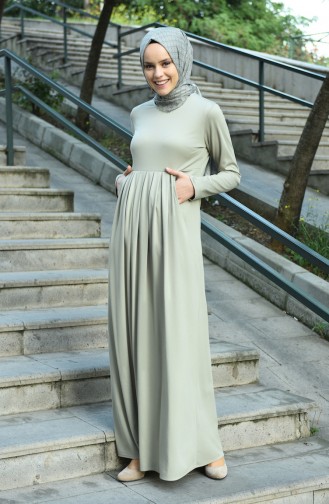 Mildew Green Hijab Dress 8058-03