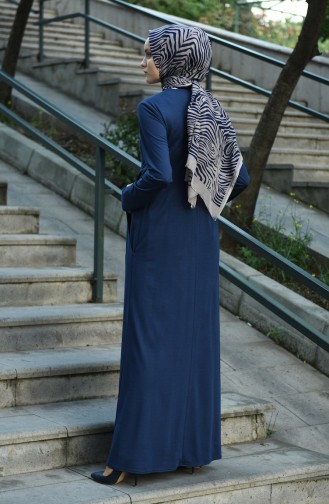 Dunkelblau Hijab Kleider 8058-05