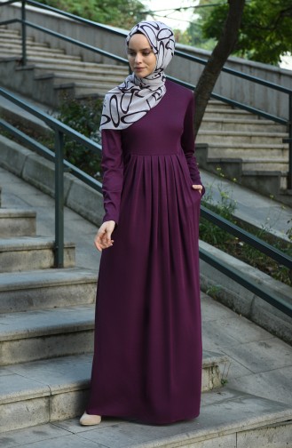 Plum Hijab Dress 8058-06