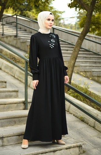 Black Hijab Evening Dress 8031-05