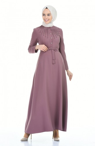 Powder Hijab Dress 9612-1.Pudra