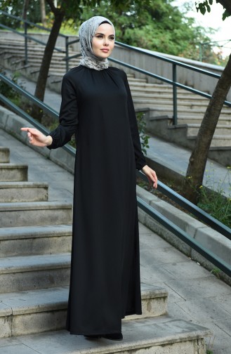 Schwarz Hijab Kleider 1027-01