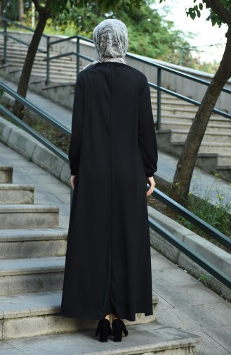 Schwarz Hijab Kleider 1027-01