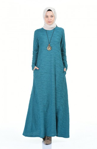 فستان أزرق زيتي 0117-01