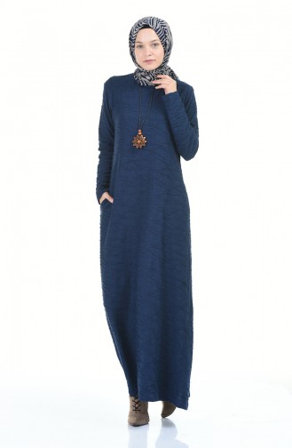 Navy Blue Hijab Dress 0117-03