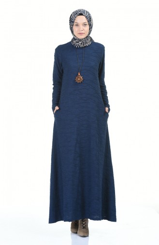 Navy Blue Hijab Dress 0117-03