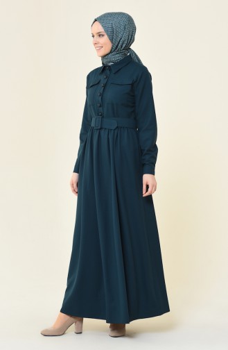 Smaragdgrün Hijab Kleider 4033-01