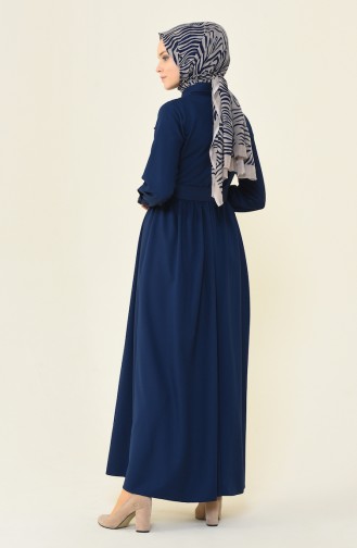 Navy Blue Hijab Dress 4033-04