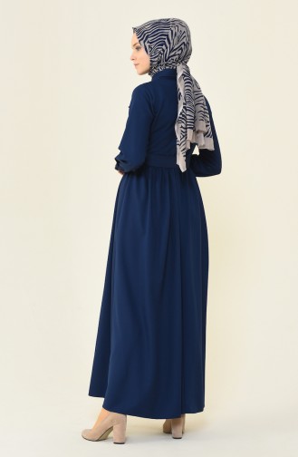 Navy Blue İslamitische Jurk 4033-04