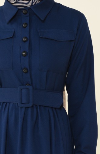Navy Blue Hijab Dress 4033-04