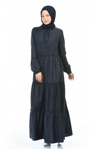 Navy Blue Hijab Dress 3106-01