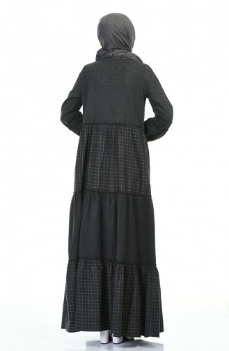 Shirred Plaid Garnish Dress 3106-02 Black 3106-02