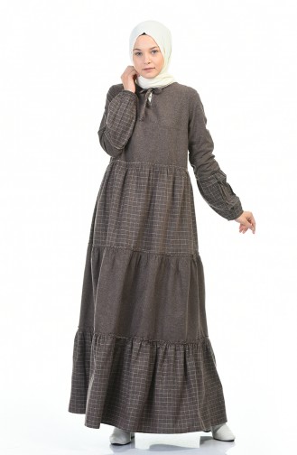 Brown Hijab Dress 3106-04