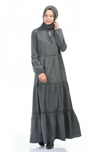 Gray Hijab Dress 3106-05