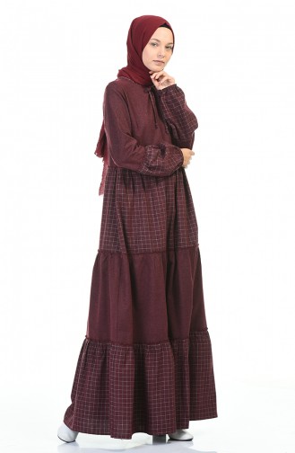 Weinrot Hijab Kleider 3106-07