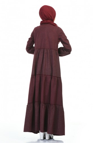 Claret Red Hijab Dress 3106-07