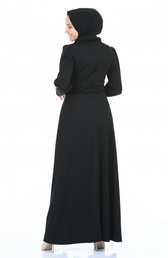 Schwarz Hijab Kleider 6780-03