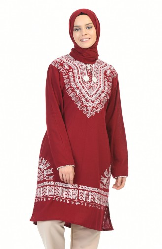 Şile Bezi Yanı Yırtmaçlı Tunik 0055-01 Bordo