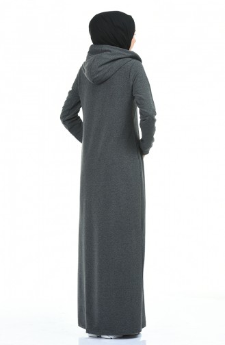 Sportliche Abaya mit Kapuze 9096-02 Anthrazit 9096-02