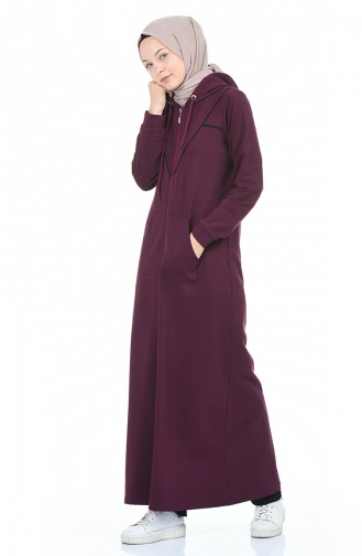  Sportliche Abaya mit Kapuze 9096-03 Rotviolett 9096-03