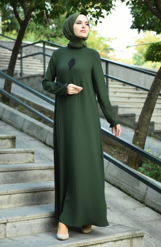 Khaki Hijab-Abendkleider 8038-02