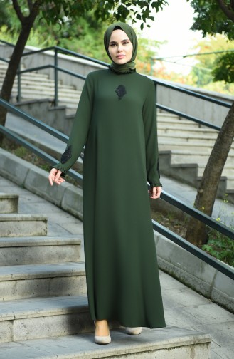Khaki Hijab-Abendkleider 8038-02