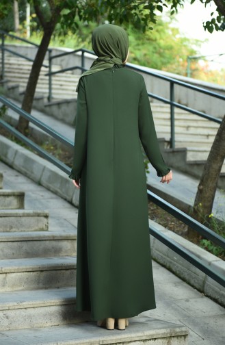 Khaki İslamitische Avondjurk 8038-02