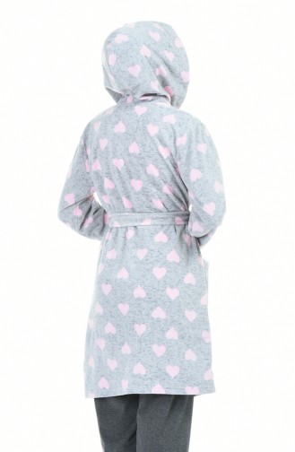 Women´s Hooded Long-Sleeve Housecoat Gray Pink 709007-01