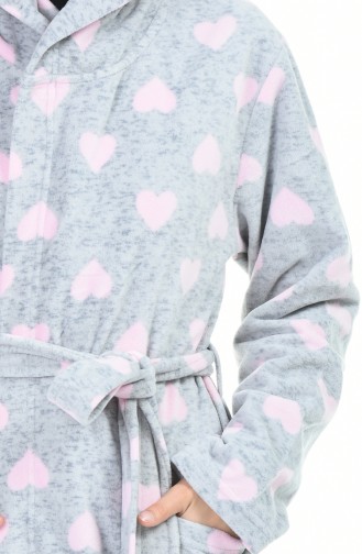 Women´s Hooded Long-Sleeve Housecoat Gray Pink 709007-01