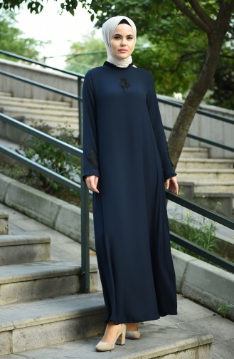 Navy Blue Hijab Dress 8038-03