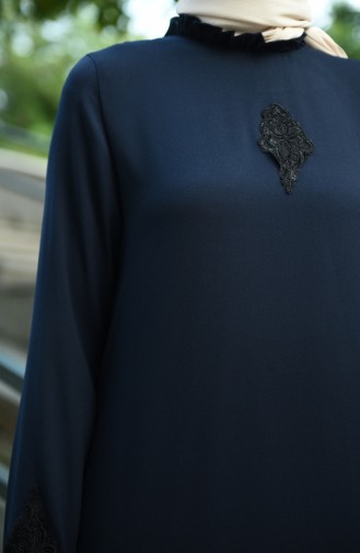 Navy Blue Hijab Dress 8038-03