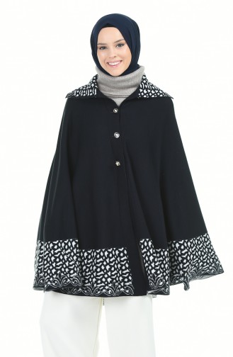 Navy Blue Poncho 1004G-02