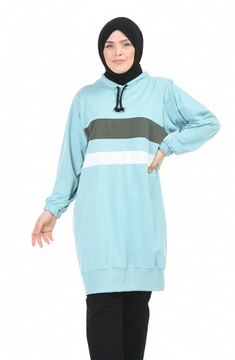 Büyük Beden İki İplik Sweatshirt 3239-02 Çağla Yeşili