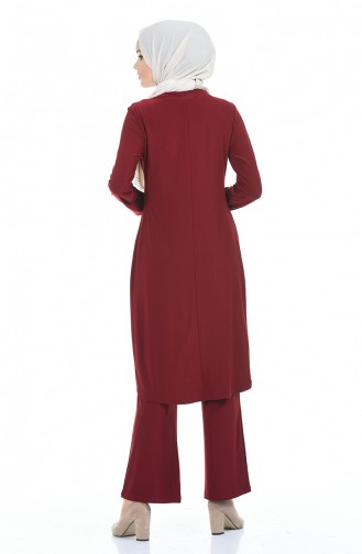 Asymmetric Tunic Trousers Double Suit 3016-02 Burgundy 3016-02