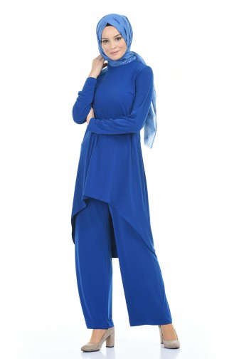 Asymmetric Tunic Trousers Double Suit 3016-04 Saxe Blue 3016-04