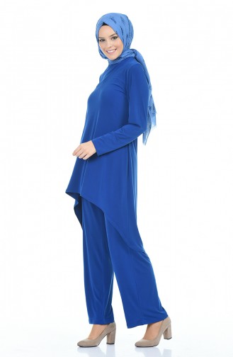 Asymmetric Tunic Trousers Double Suit 3016-04 Saxe Blue 3016-04