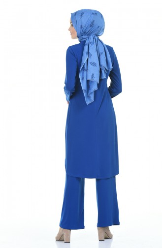 Asymmetric Tunic Trousers Double Suit 3016-04 Saxe Blue 3016-04